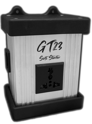 Innoraymond GT23 Soft Starter up to 15 amps. Built for nearly all countries using 220-240 volt, 50Hz grid power. 2 second software controlled ramp time. Wall mountable.